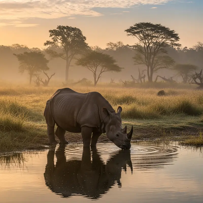 One-horned rhinoceros in Chitwan